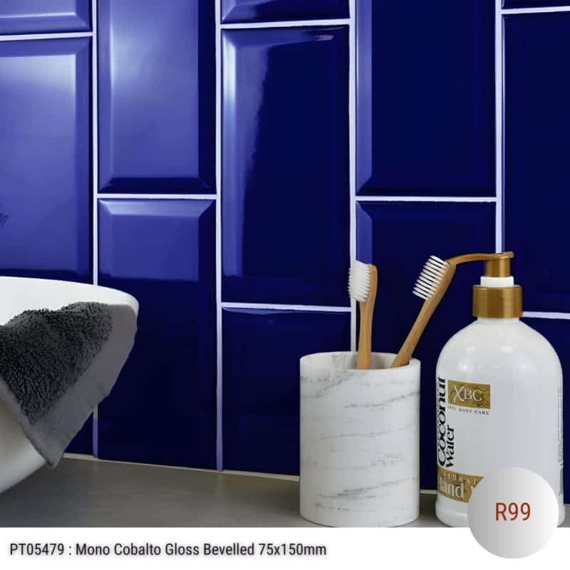 PT05479 Mono Cobalto Gloss Bevelled 75x150mm